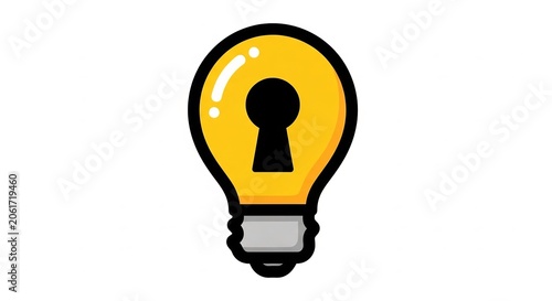 Idea light bulb with a keyhole symbol for security