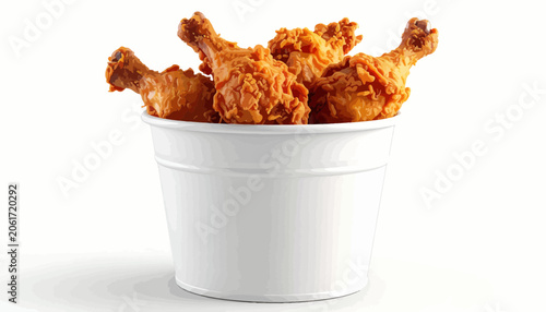 Foto Bucket of crispy fried chicken pieces.