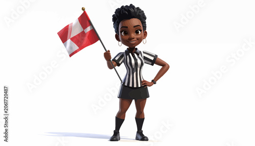 Obraz na plátne Female soccer referee holding flag.