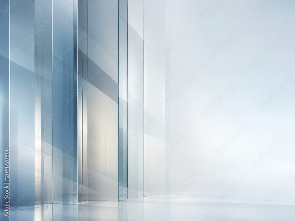 Fototapeta premium Modern Glass Architecture Abstract Background with Soft Gray Gradients