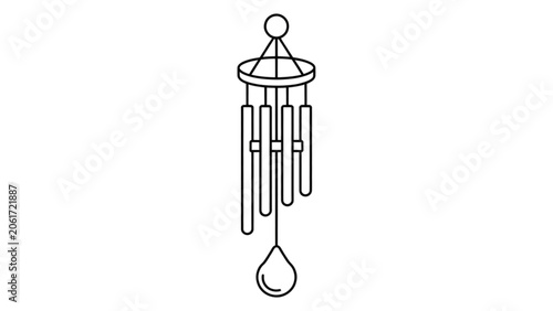 Schilderij op canvas Simple wind chime hanging from a decorative top with metal tubes and a teardrop