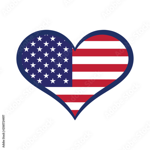 American flag heart symbol