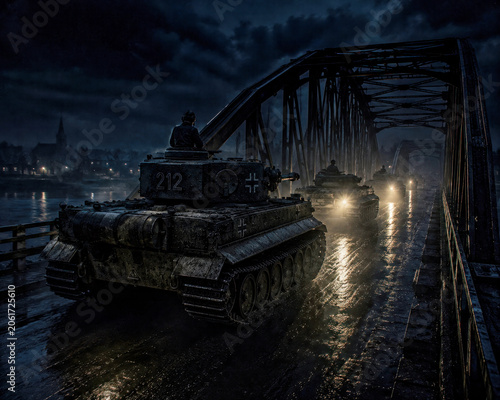 Night Crossing – Tiger Column on the River Bridge