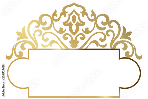 Luxury golden vintage frame with ornate baroque header
