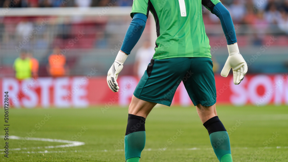 Fototapeta premium Soccer Goalkeeper From Behind Close Up