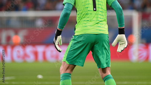 Quadro su tela Soccer Goalkeeper From Behind Close Up