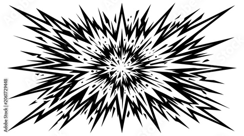 Tableau sur toile Black and white abstract explosion graphic.