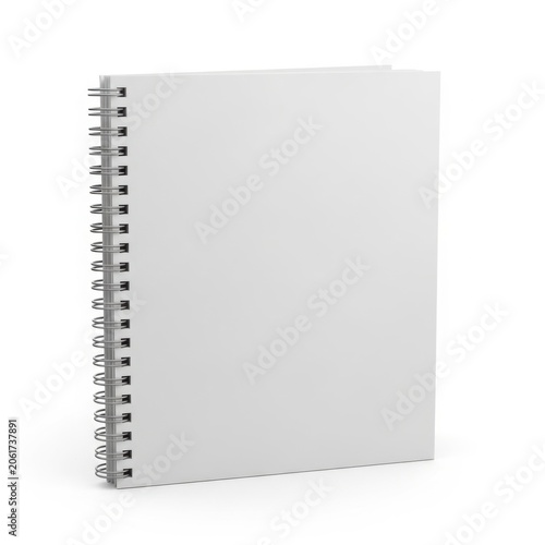 Spiral-bound blank notebook resting on a plain background