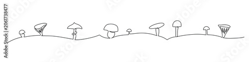 Mushroom Border Divider in Continuous Line Art Style