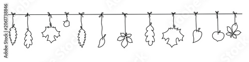Autumn Leaf Garland Border with Hanging Foliage