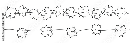 Autumn Leaf Border Divider Set in Outline Style