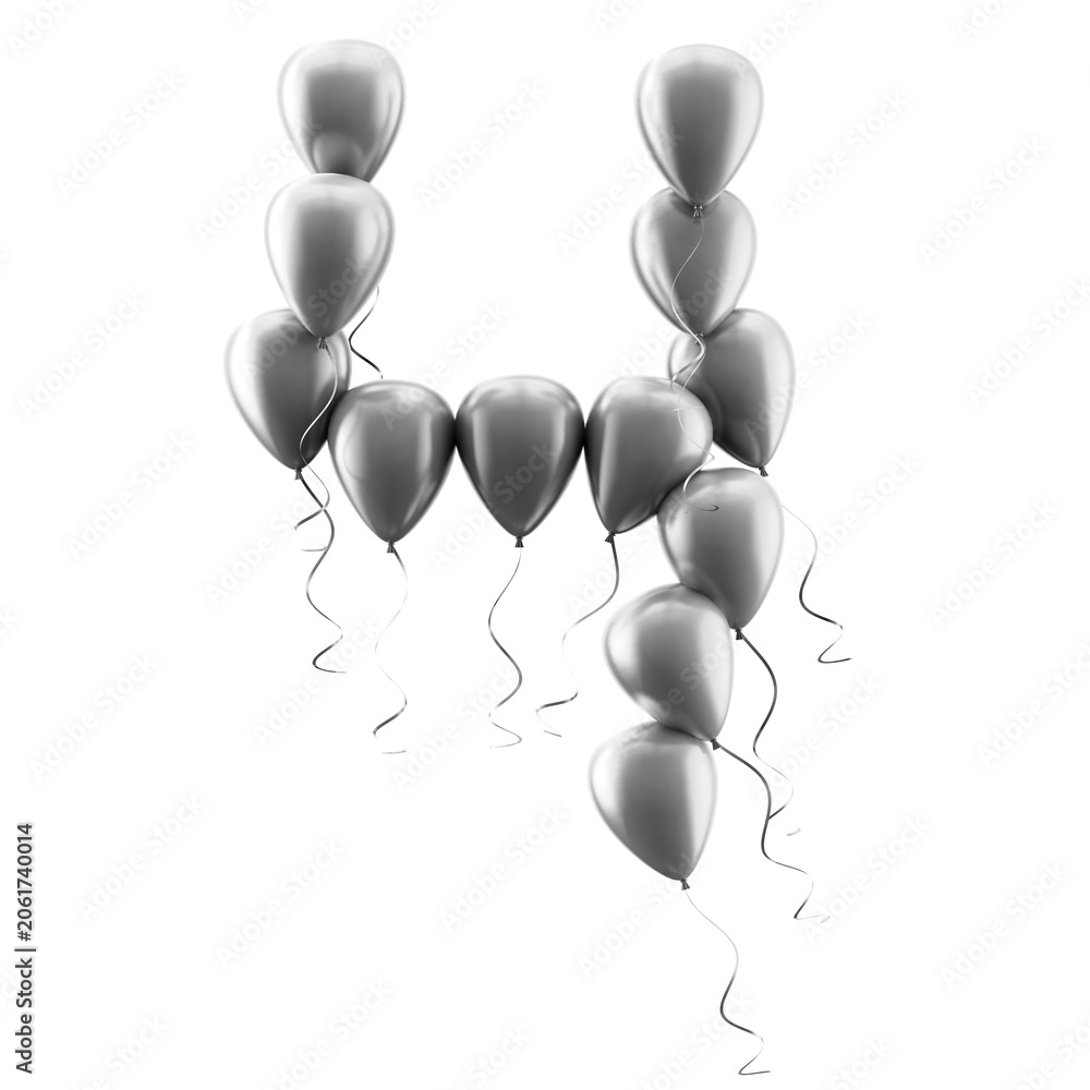 Fototapeta premium Globo plateado brillante con el número cuatro, aislado sobre fondo blanco; ideal para la celebración del cuarto cumpleaños o aniversario, tanto para eventos como para tarjetas de felicitación.