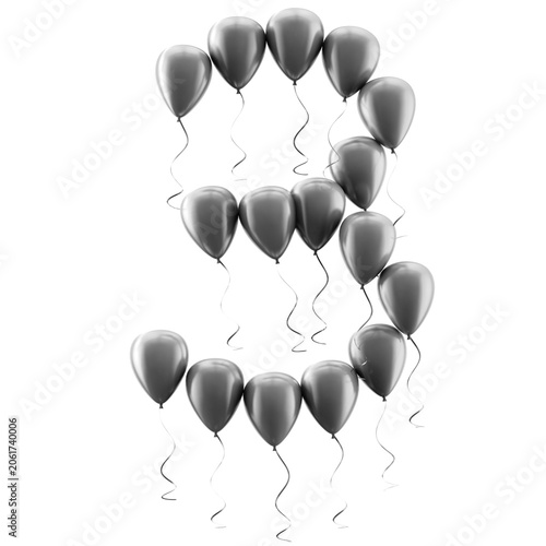 Globo plateado brillante con el número tres, aislado sobre fondo blanco; ideal para la celebración del tercer cumpleaños o aniversario, tanto para eventos como para tarjetas de felicitación.