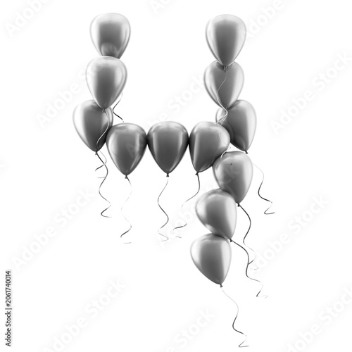 Globo plateado brillante con el número cuatro, aislado sobre fondo blanco; ideal para la celebración del cuarto cumpleaños o aniversario, tanto para eventos como para tarjetas de felicitación.