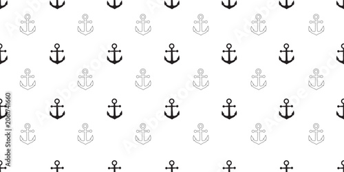 Nautical anchor seamless pattern on white background