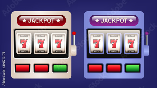 Slot machine cartoon icon. Jackpot illustration. Vector 3d clipart