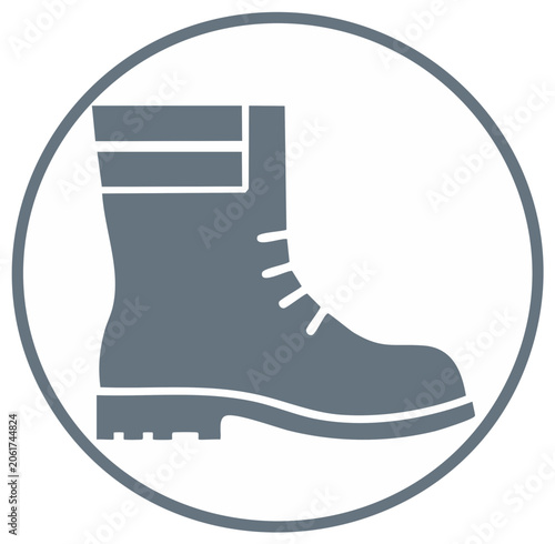 Work boot vector icon. Safety footwear symbol for construction and industrial use.