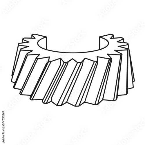 A black and white technical line drawing of a mechanical gear tooth profile