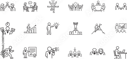 Photos Business people icon set for career, teamwork, leadership and professional success