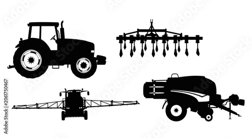 Fotografía Agricultural machinery silhouettes