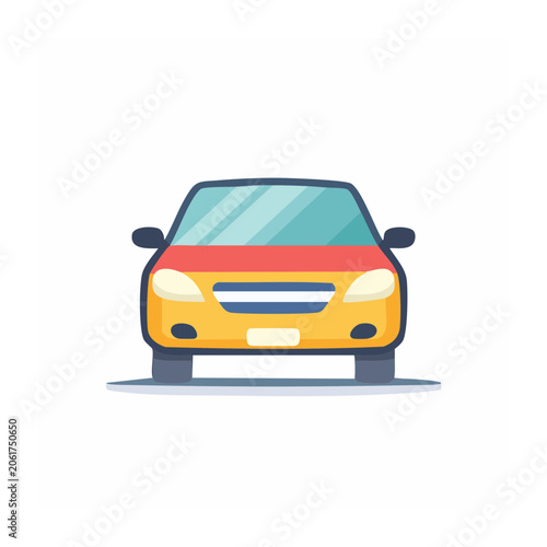 Flat design yellow school bus front view
