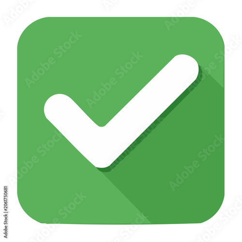 Green flat design checkmark icon
