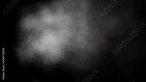 White smoke and dust particles forming abstract cloud