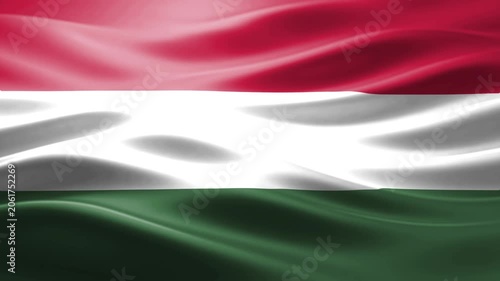Abstract waving flag with red, white, and green horizontal stripes in soft focus motion blur