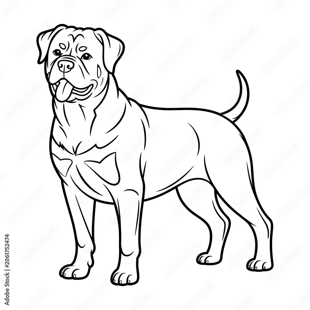 Obraz premium Rottweiler Dog Outline Vector Illustration for Pet Care Veterinary and Animal Design