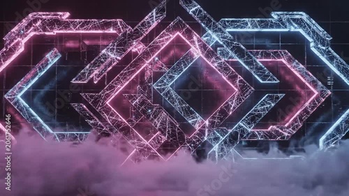 Glowing Fractured Geometry Pulses in Abstract Futuristic Space