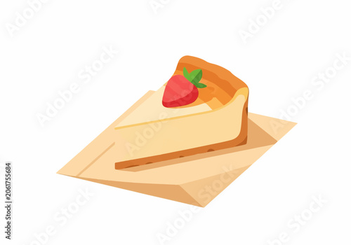 Delicious strawberry cheesecake slice on parchment paper