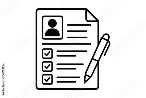 Checklist document with profile and pen icon