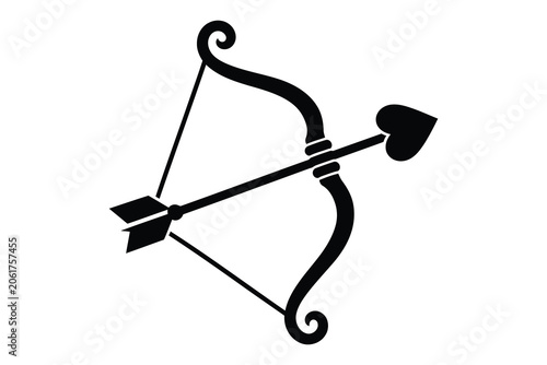 Black and white bow and arrow icon