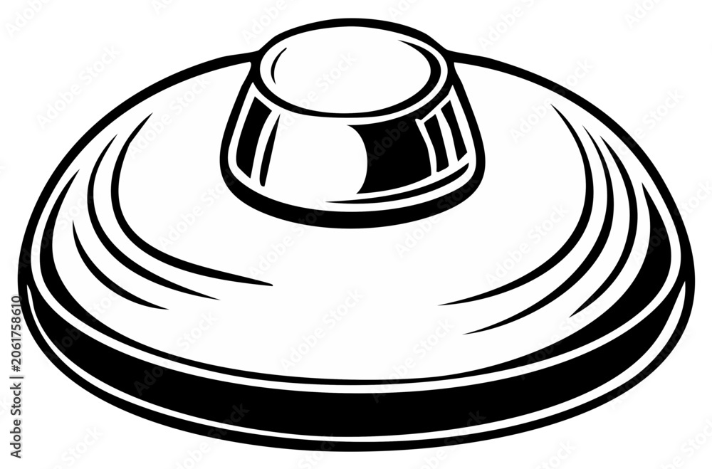 Obraz premium Stylized Line Art Graphic Icon of Circular Landmine