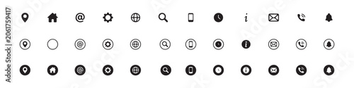 Fotografía Collection of various black icons on a pure white background for design use