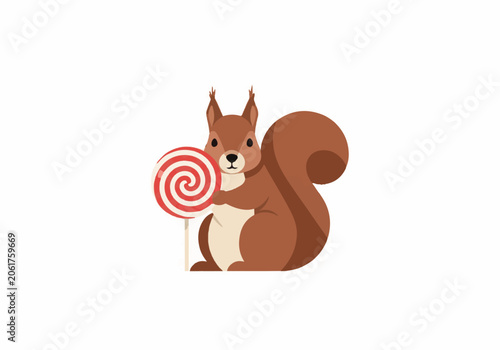 Cute Squirrel Holding Food Character Illustration