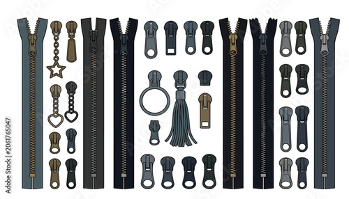 Canvas Print Metal zipper and slider pull collection