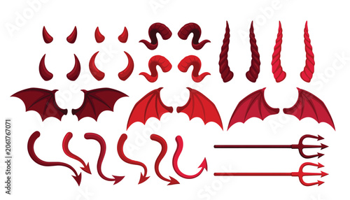 Photos Devil costume vector element set