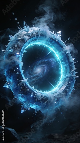 Frozen Blue Energy Portal Ring Background