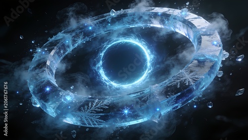 Frozen Blue Energy Portal Ring Background