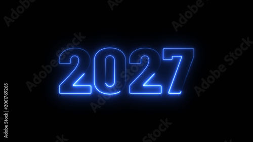 2020 Sal neon text background concept illustration. Glowing blue neon number text new year background.