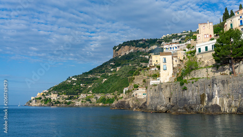 View of Minori on the Amalfi Coast in Italy.