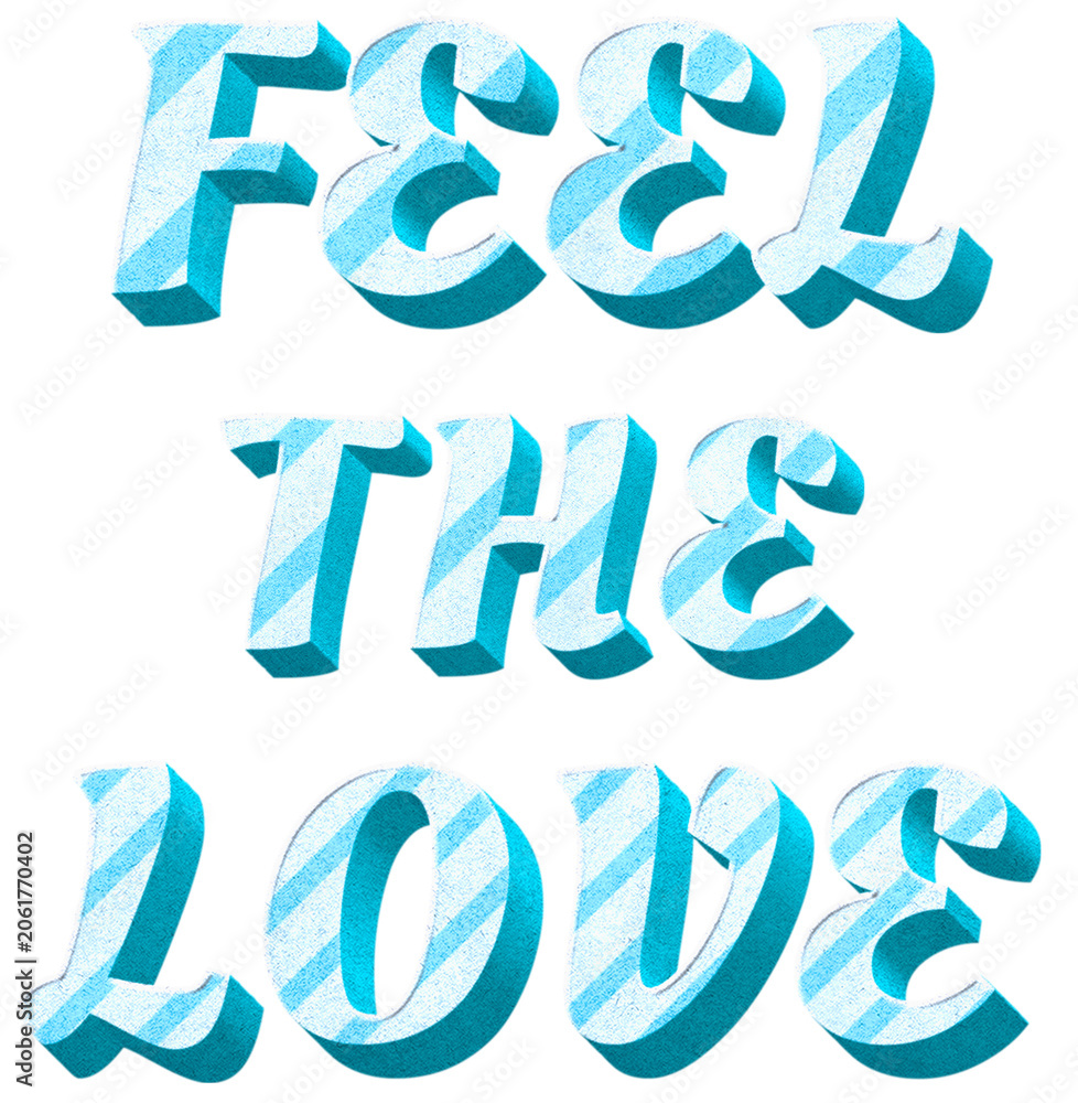 Fototapeta premium Png feel the love text cute stripe patterned