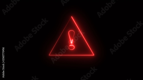 Glowing Neon Hazard warning sign, careful, danger icon illustration.