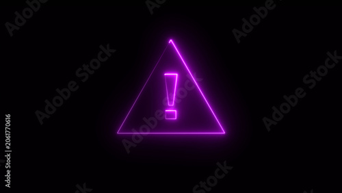 Photos Glowing Neon Hazard warning sign, careful, danger icon illustration