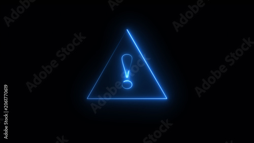 Cuadro en lienzo Glowing Neon Hazard warning sign, careful, danger icon illustration