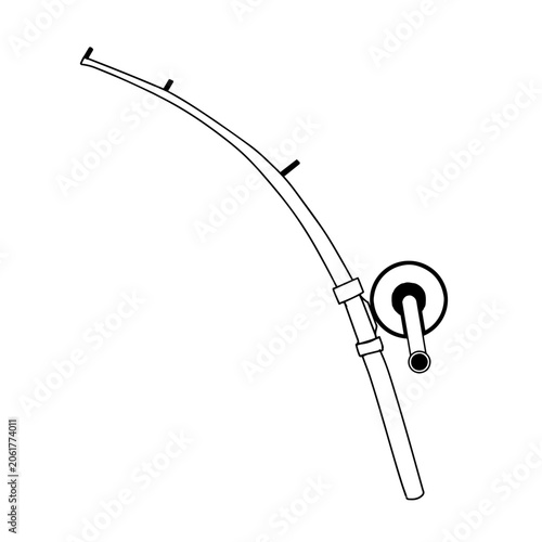 Cartoon Fishing Rod Isolated on White Background. Decorative Fishing Vector Illustration Perfect for Sticker Design, Enamel Pin Production, Badge Artwork, Apparel Graphics, and Fishing Merchandise