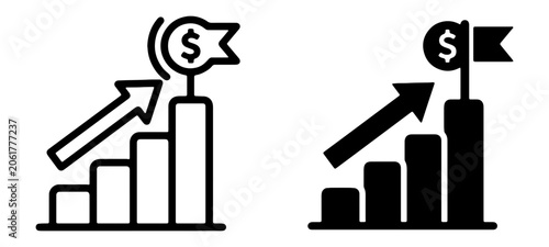 Bild auf Leinwand Growth Chart Icons, Financial Success, Business Goal Achievement, Upward Trend