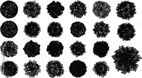 Fotografía Collection of tree crown silhouette vector icons in top view for landscape archi