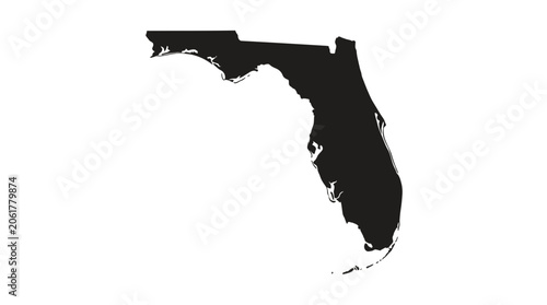Black silhouette of Florida state map on white background